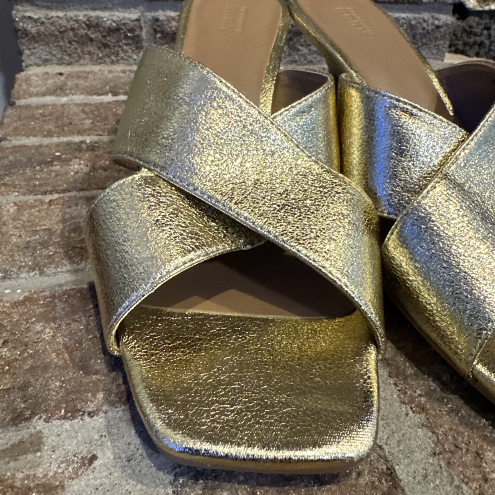 Nordstrom Rack Lauren Slide Gold Open Square Toe Sandals Women's Size 8M #416 - Picture 8 of 16